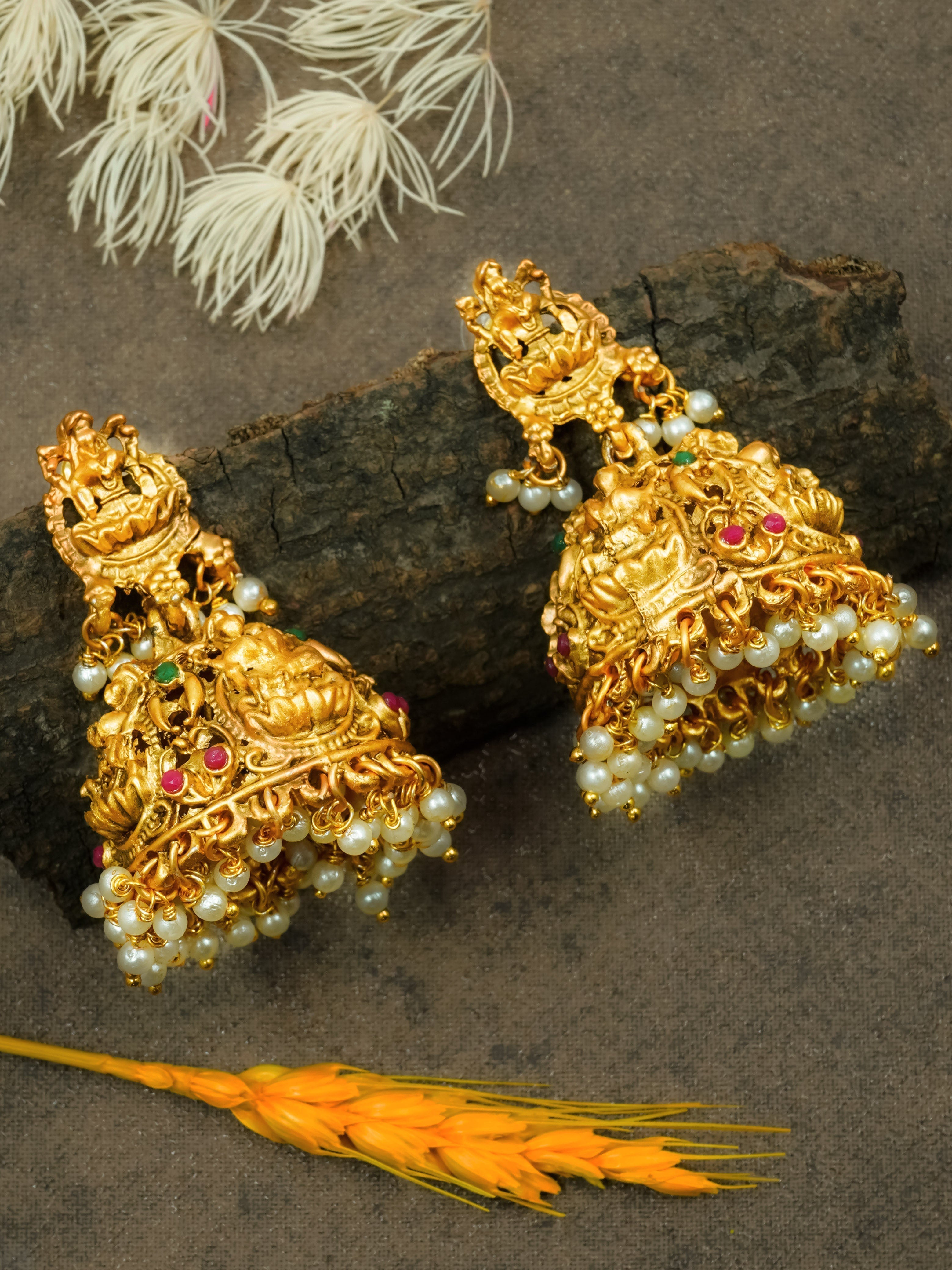 Real Gold Plated Punjabi Duck Earrings J0385 - muteyaar.com